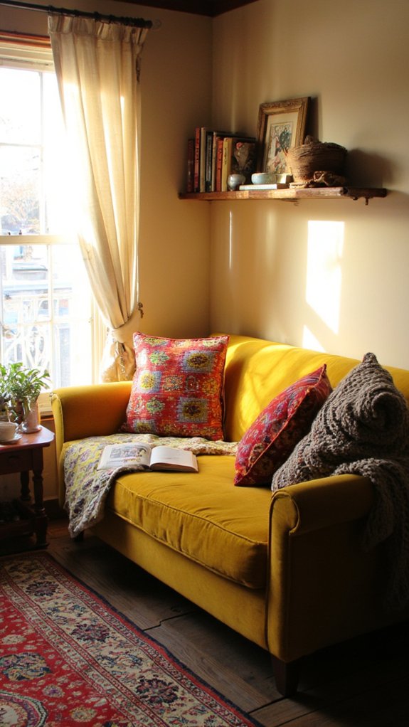 cozy velvet sofa nook