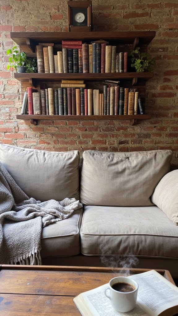 cozy vintage book display