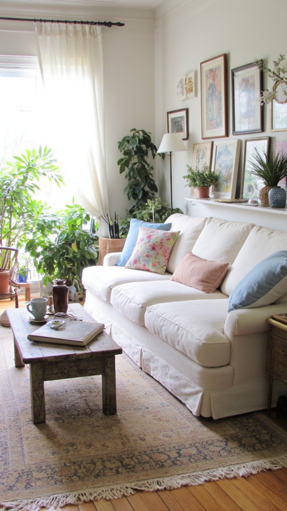 cream sofa blends styles