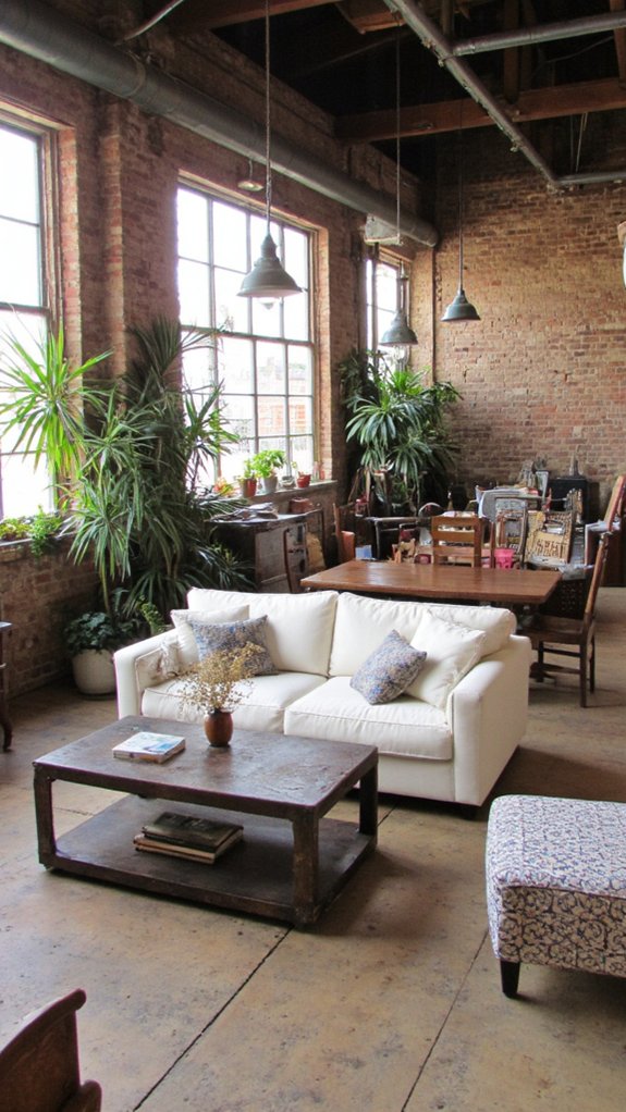 cream sofa industrial charm