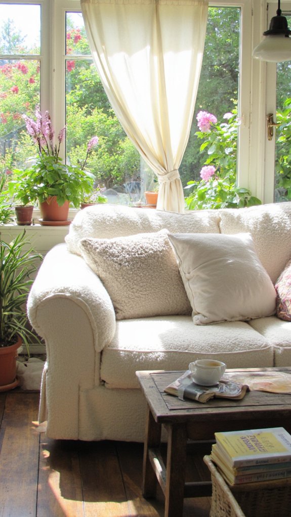 cream sofa sunroom retreat