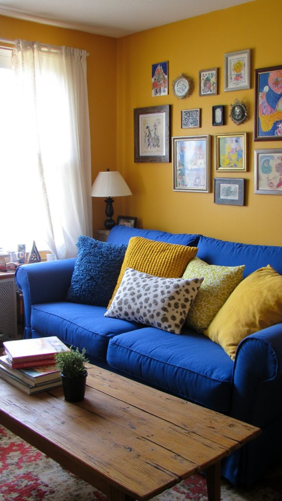 curated blue and yellow gallery