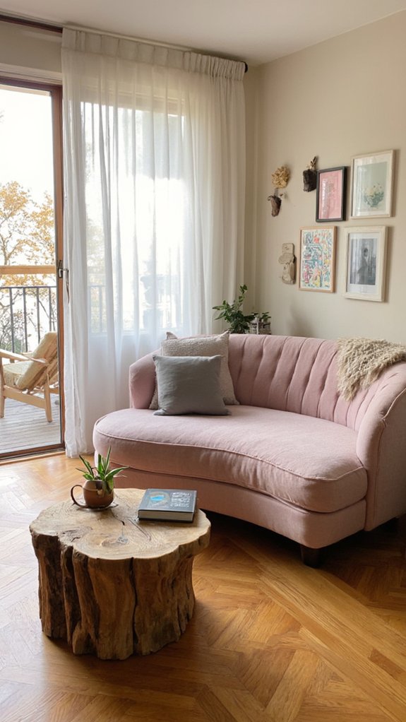 curved sofa enhances flow