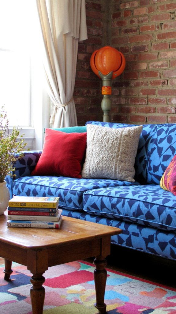 eclectic blue sofa accessories