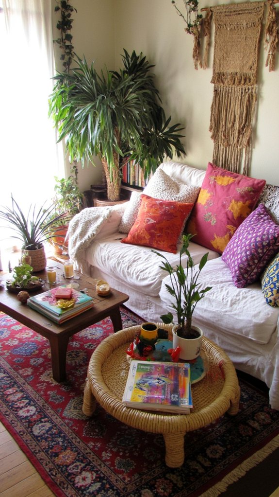 eclectic bohemian sofa arrangements