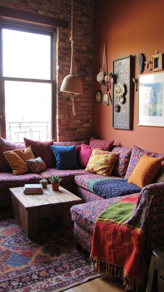 eclectic patterned bohemian sofa