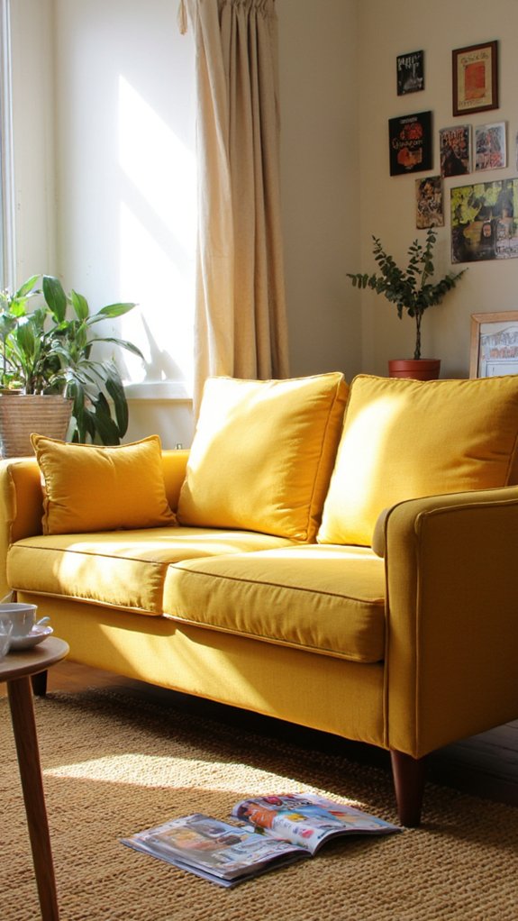 eclectic retro mustard decor