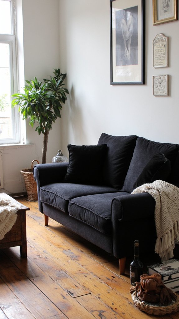 elegant black and white sofa