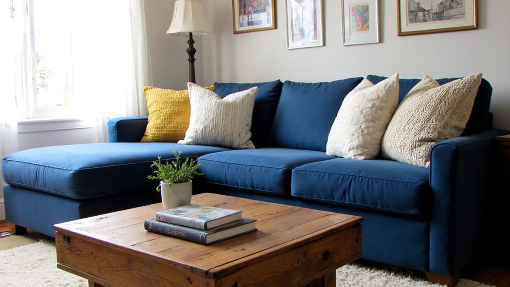 elegant blue velvet sofas