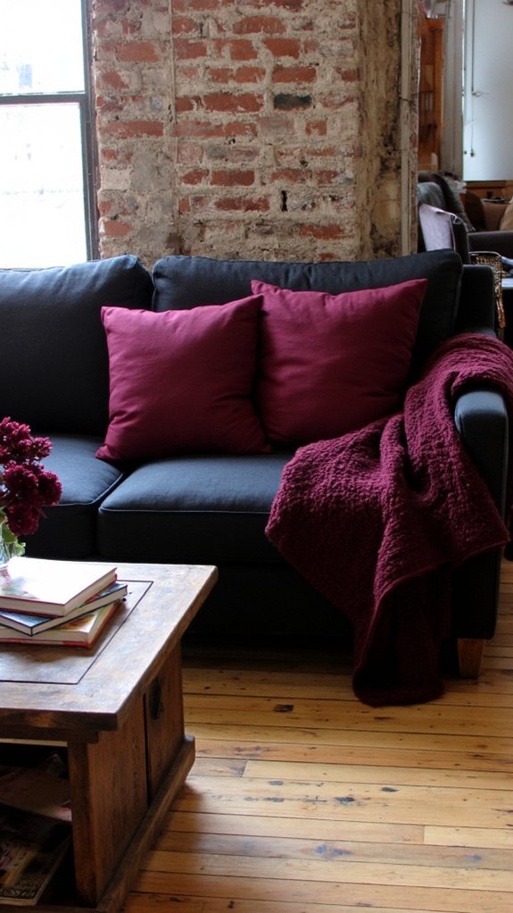 elegant burgundy living room
