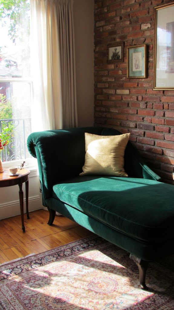 elegant chaise enhances sophistication