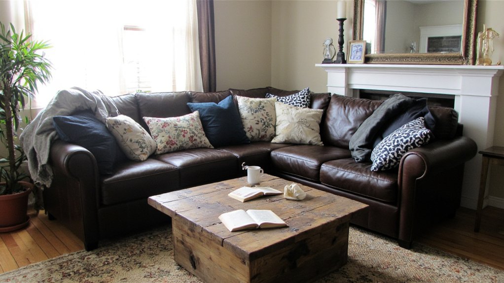 elegant dark leather sofa