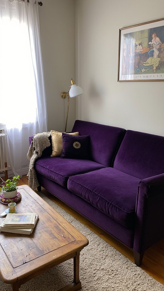 elegant deep purple sofa
