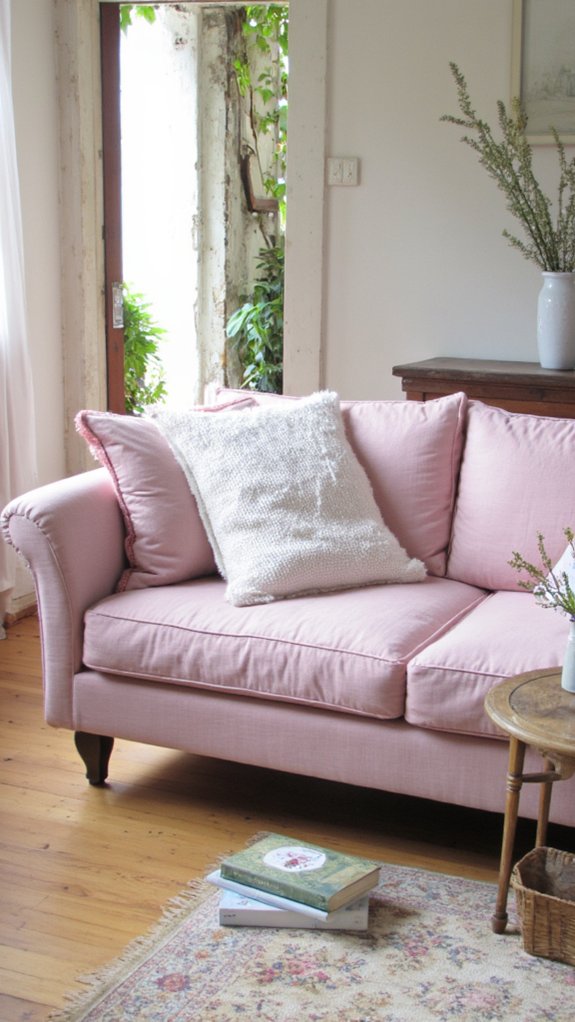 elegant dusty pink sofa