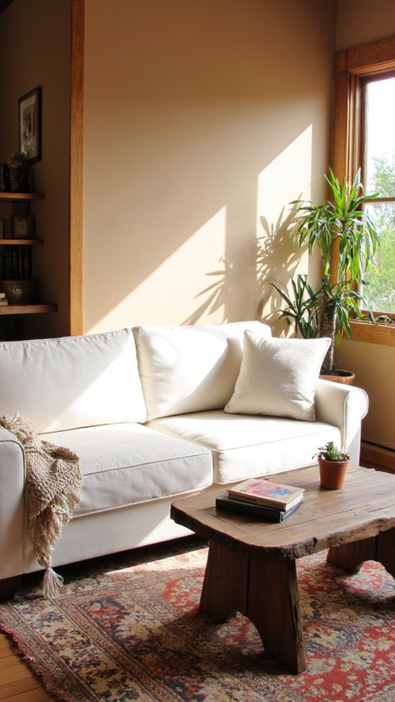 elegant ivory sofa accents