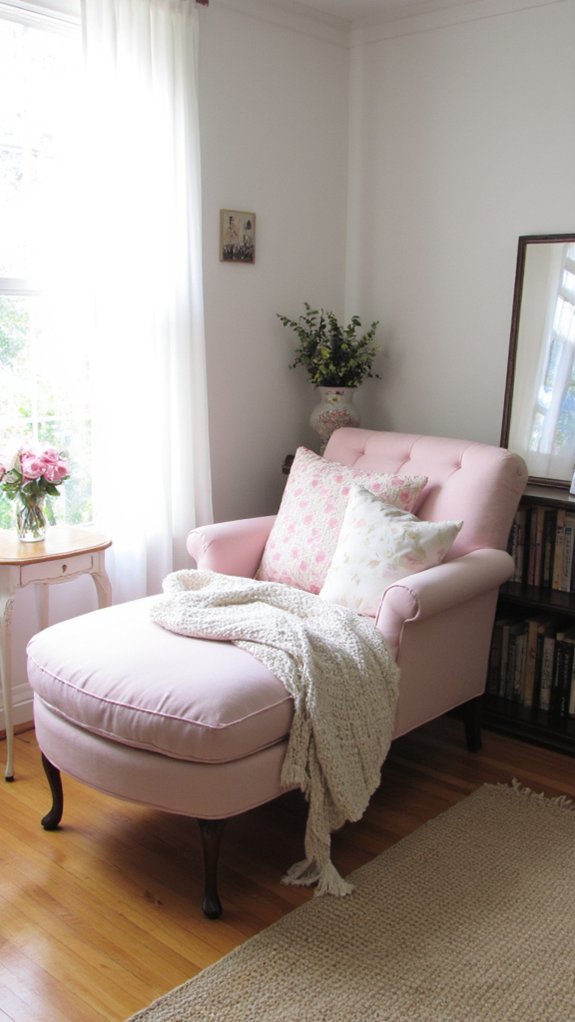 elegant light pink chaise