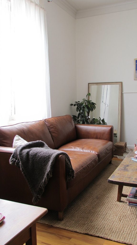 elegant minimalist leather sofa