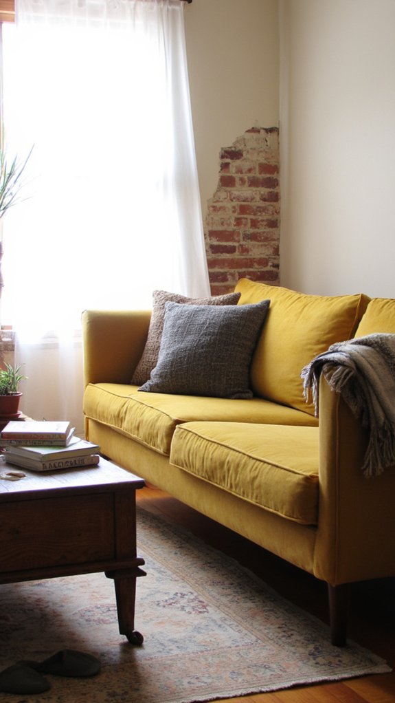 elegant mustard velvet sofa