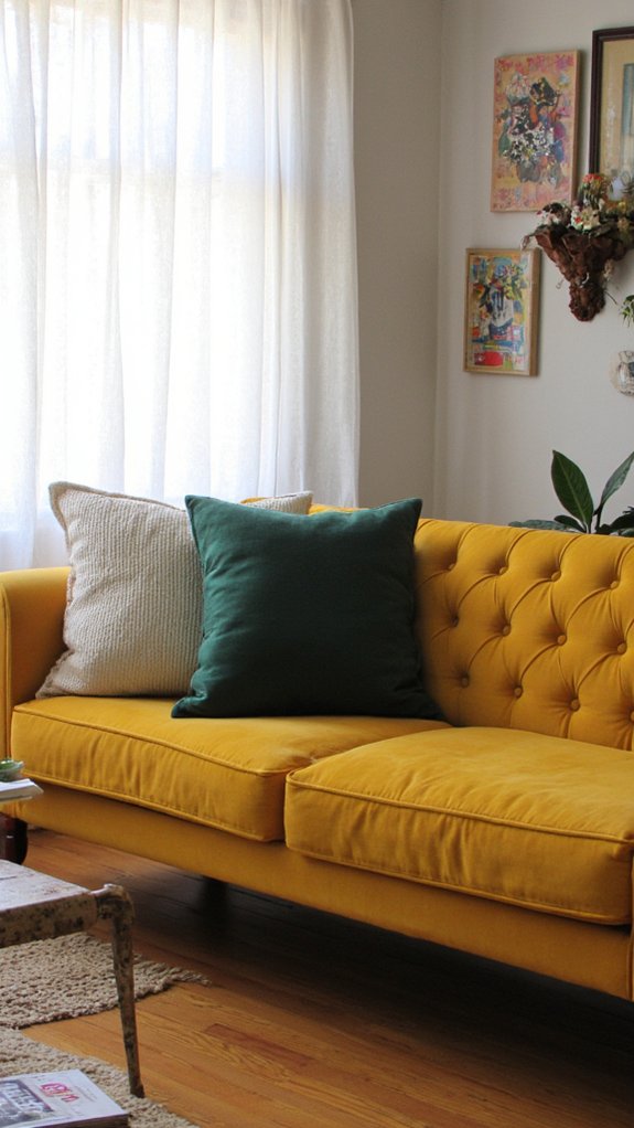 elegant mustard velvet sofa
