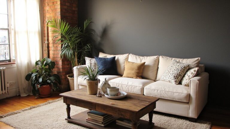 elegant sofas with grey walls
