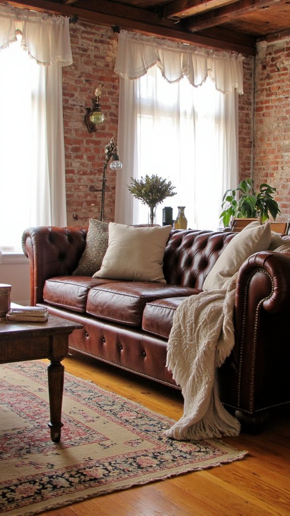 elegant tufted leather sofa
