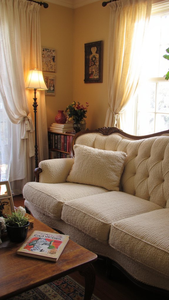 elegant vintage boucle sofa