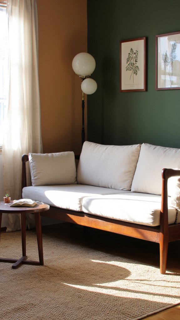 elegant walnut accented sofa