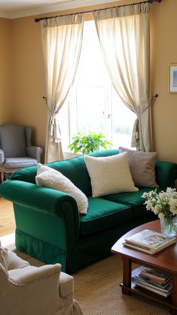 emerald green with neutrals