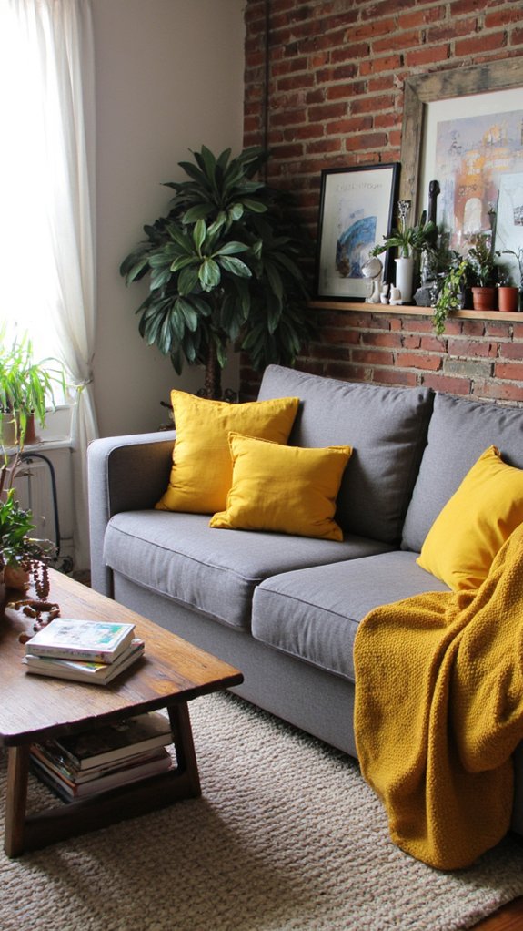 energizing mustard yellow accents