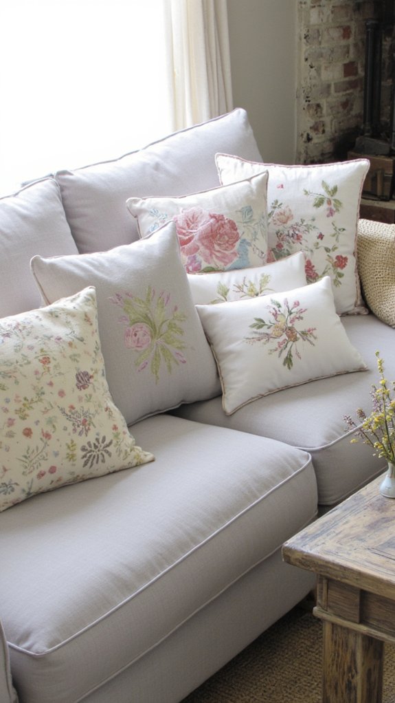 floral pillows brighten decor