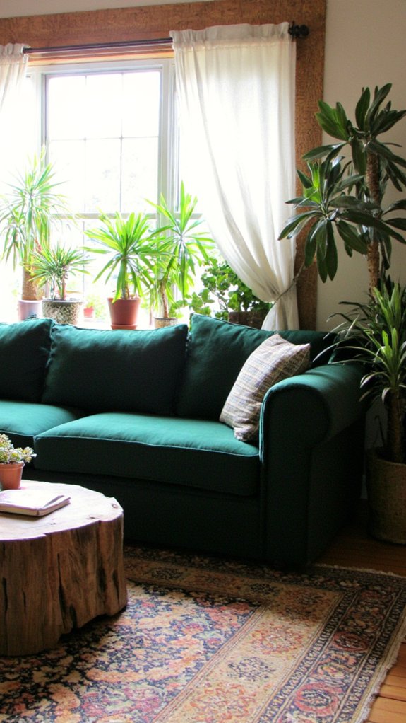 forest green sofa focal point
