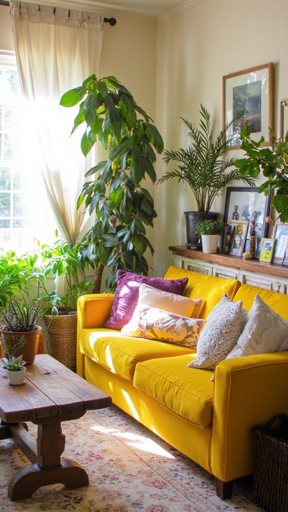 framing sofa with greenery