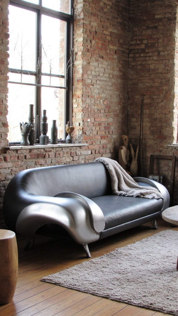 futuristic metallic sofa accents