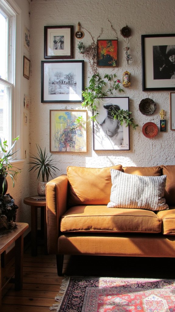 gallery wall behind sofa