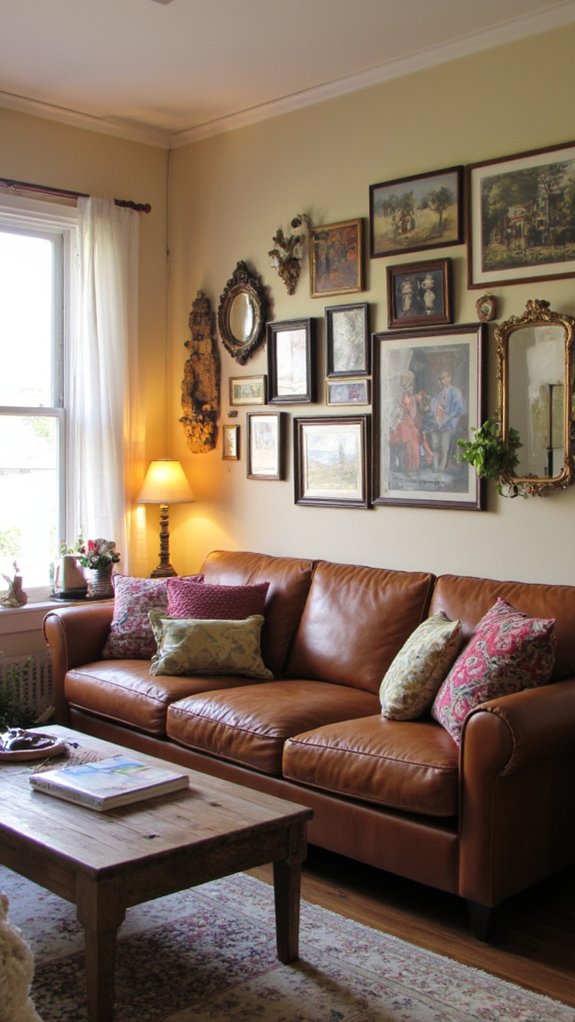 gallery wall behind sofa