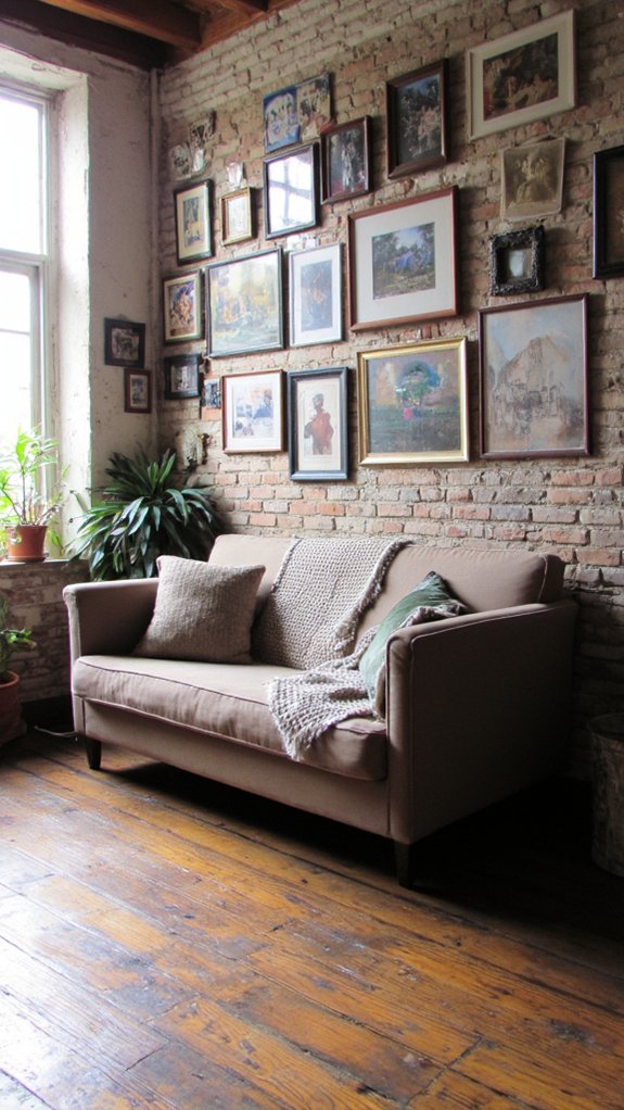 gallery wall behind sofa