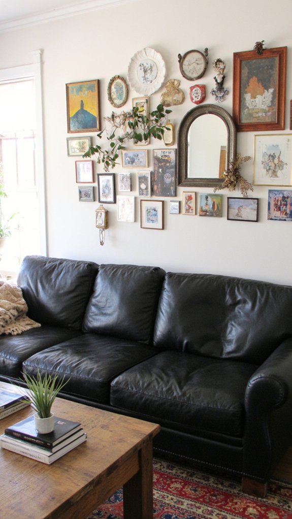 gallery wall behind sofa