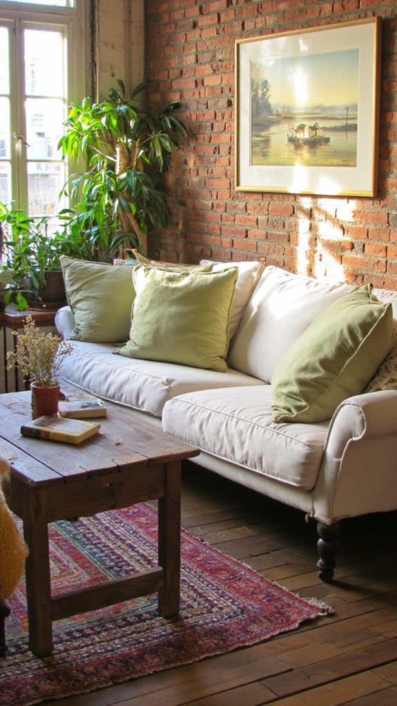 gentle olive hued decor accents