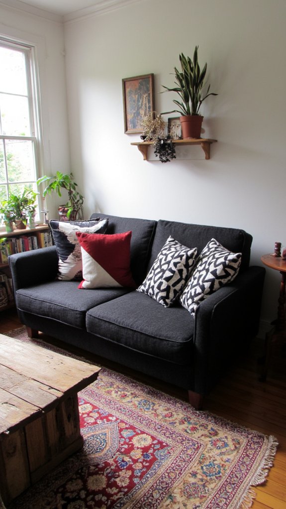 geometric black sofa transformation
