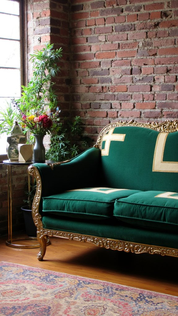 glamorous geometric art deco sofas