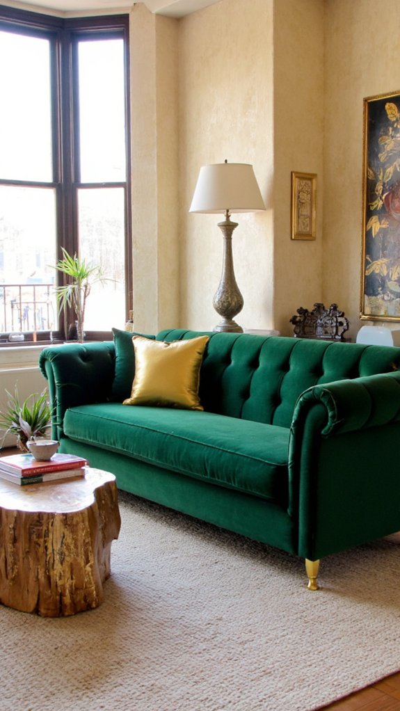 glamorous gold accented sofas