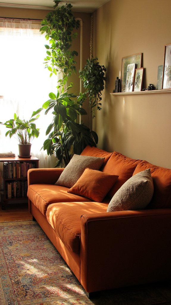 greenery enhances burnt orange