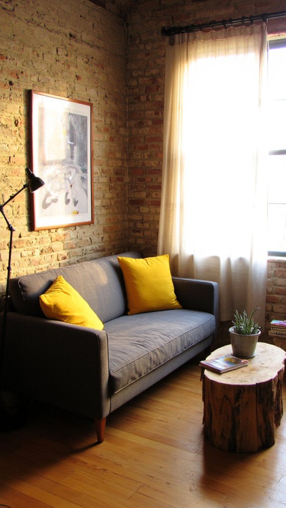 grey and yellow accents