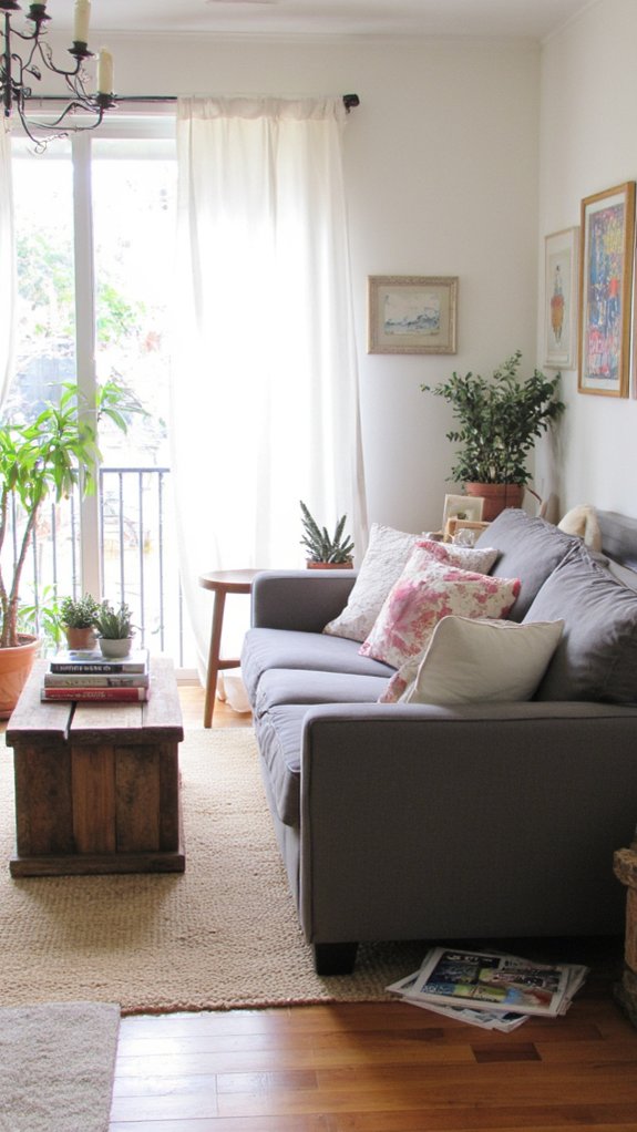 grey sofa focal point