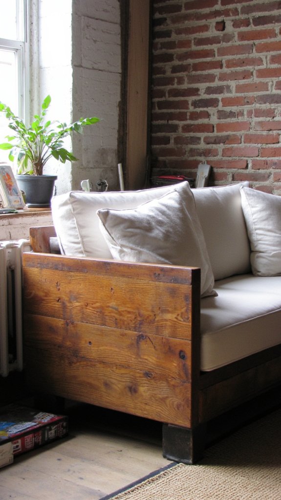industrial reclaimed wood sofa