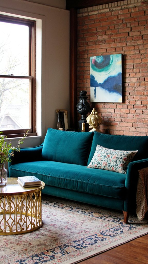 jewel toned luxe boucle sofa