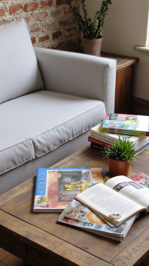 layered books and magazines