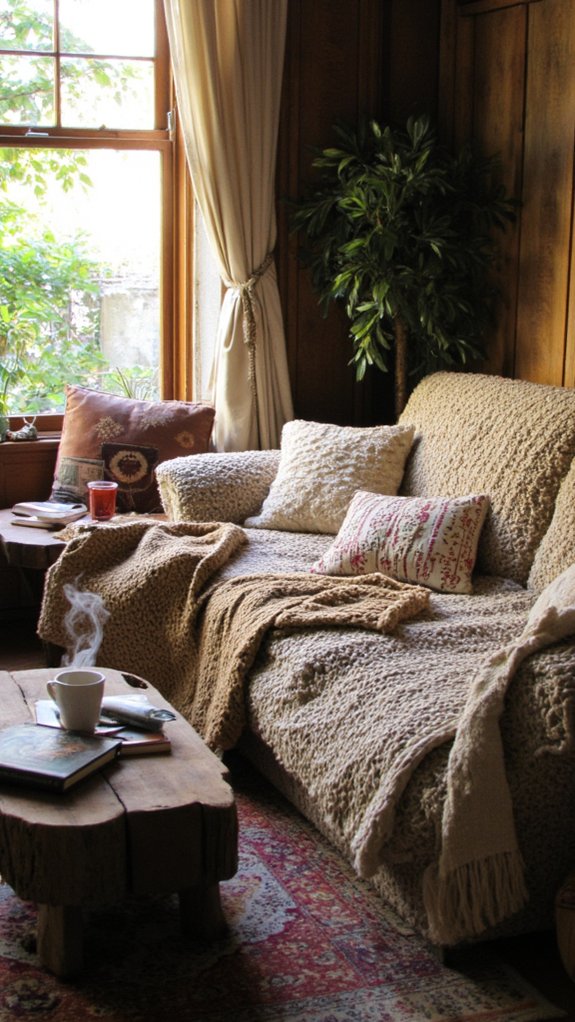 layered cozy throw textures