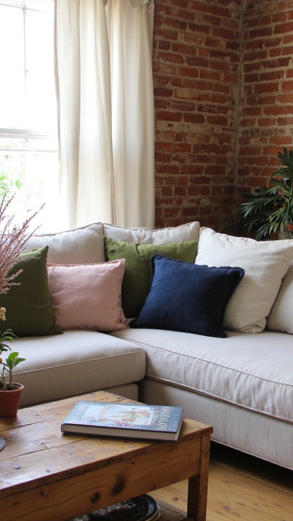 layered pillows create coziness