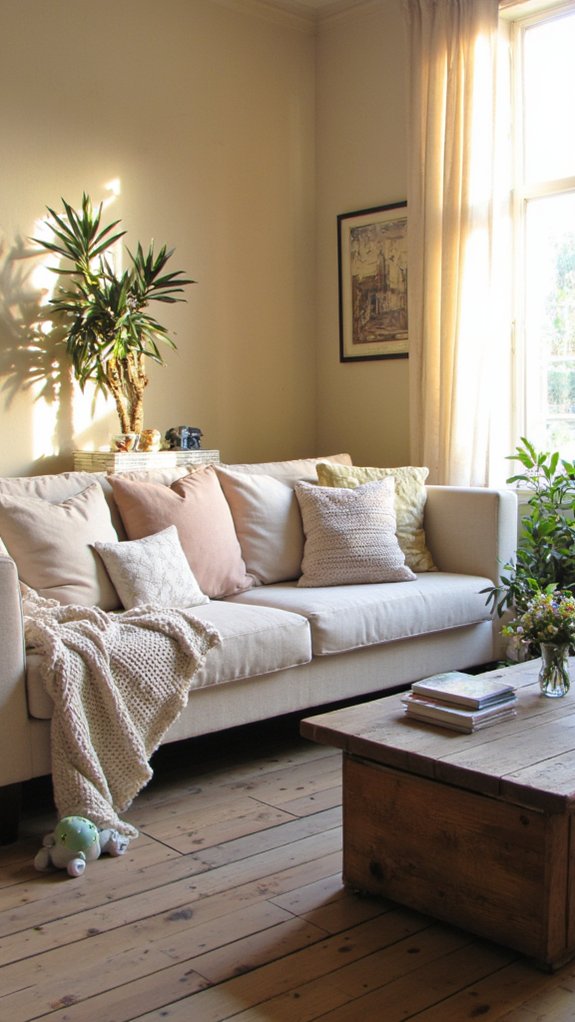 linen sofa accent pillows